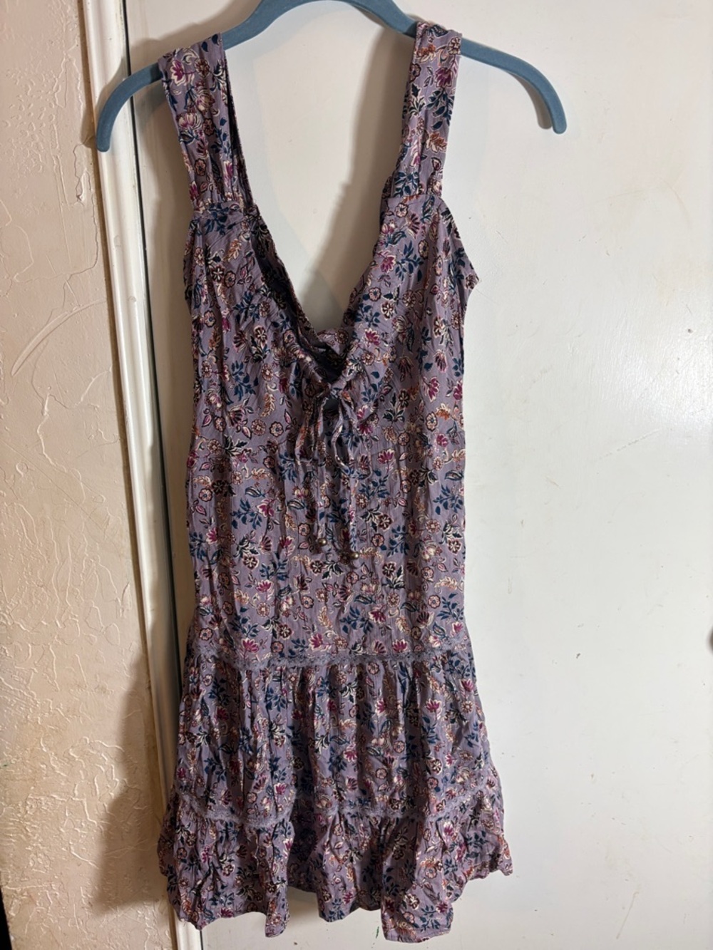 Angie Lavender Floral Tie-Front Sundress
